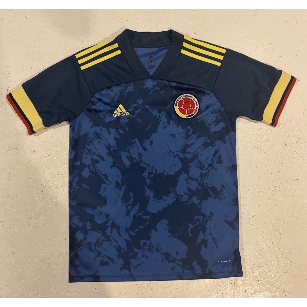 Adidas Soccer Jersey 2020-2021 Colombia Away Mens S Blue Embroidered FI5295